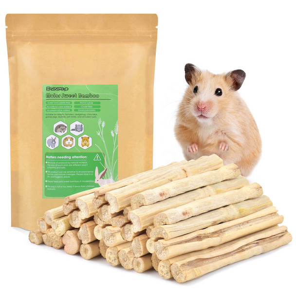 Bissap 250G/0.5Ib Sweet Bamboo Chew Sticks For Rabbits Bunny Molar Treats Snack For Small Animals Hamster Chinchilla Guinea Pigs Rabbit Squirrel Natural Teeth Grinding Toys