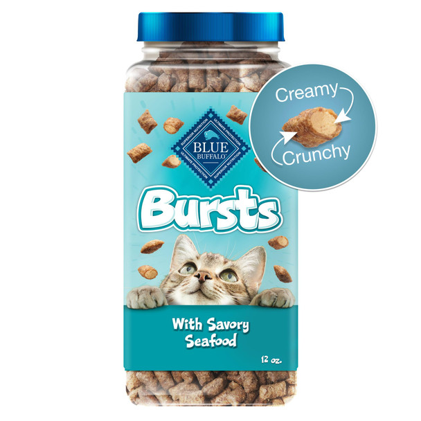Blue Buffalo Bursts Crunchy & Creamy Cat Treats Great For Training Paw-Lickin' Chicken 12-Oz. Tub
