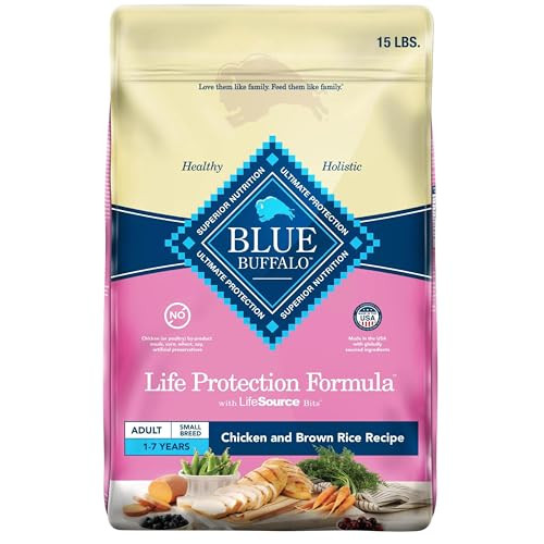 Blue Buffalo Life Protection Formula Adult Small Breed Dry Dog Food Supports High Energy Needs Made With Natural Ingredients Chicken & Brown Rice Recipe 15-Lb Bag