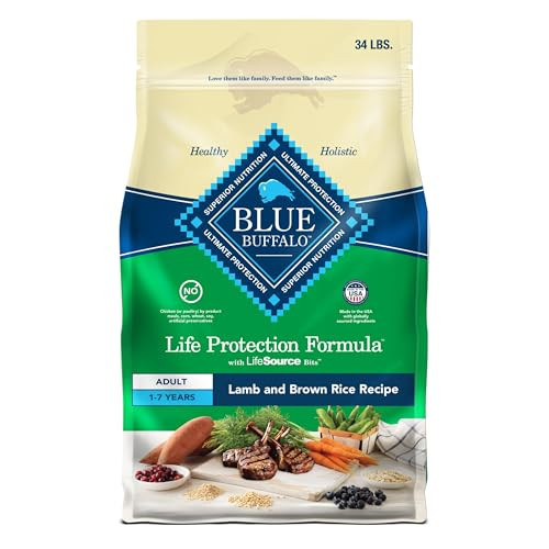 Blue Buffalo Life Protection Formula Adult Dry Dog Food Helps Build And Maintain Strong Muscles Made With Natural Ingredients Lamb & Brown Rice Recipe 34-Lb. Bag