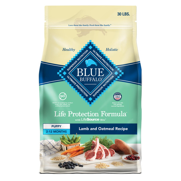 Blue Buffalo Life Protection Formula Puppy Dry Dog Food With Dha And Ara Made With Natural Ingredients Lamb & Oatmeal Recipe 5-Lb Bag