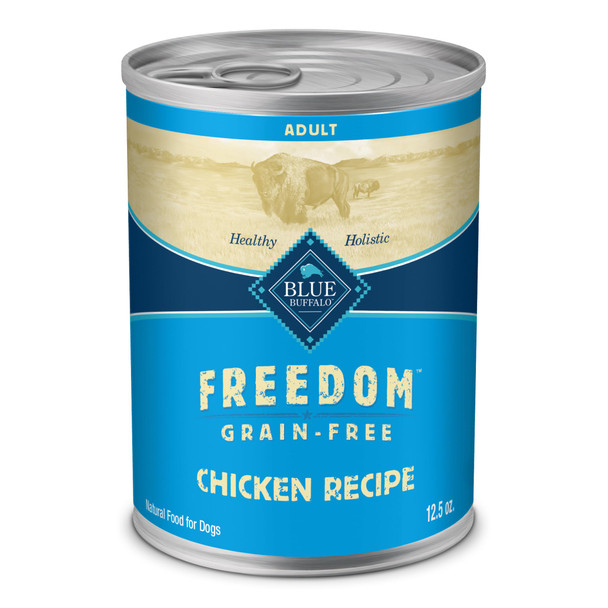 Blue Buffalo Dom Grain- Wet Dog Food Of Glutens & Artificial Preservatives Made With Natural Ingredients Chicken Recipe 12.5-Oz. Cans (12 Count)