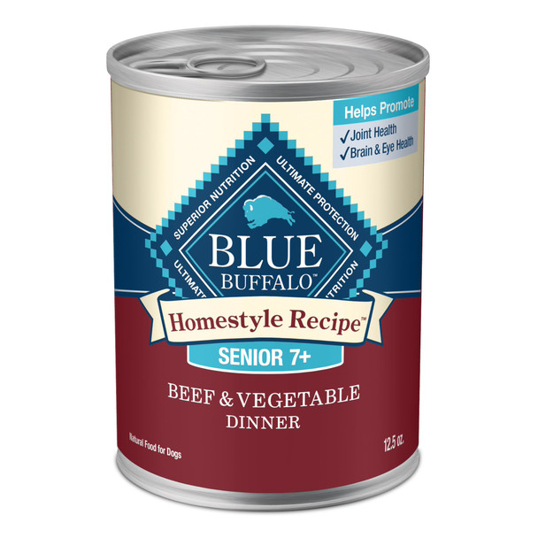 Blue Buffalo Homestyle Recipe Senior Wet Dog Food Made With Natural Ingredients Chicken Dinner With Garden Vegetables 12.5-Oz Cans (12 Count)