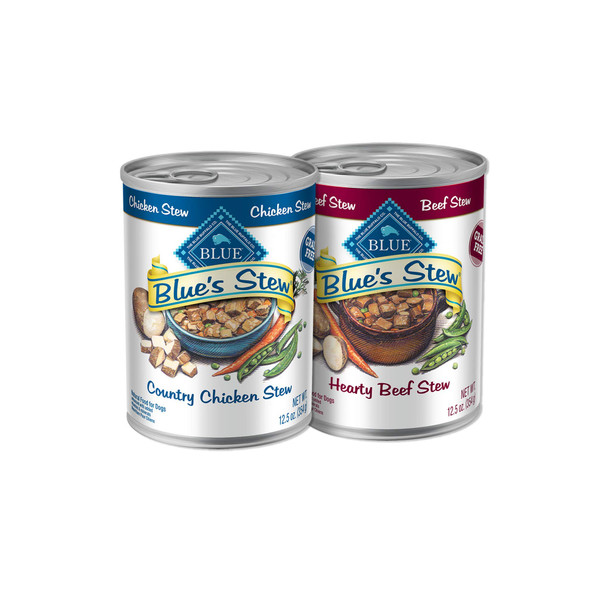 Blue Buffalo Blue'S Stew Natural Wet Dog Food Made With Natural Ingredients Hearty Beef And Country Chicken Variety Pack 12.5-Oz Cans 6 Count