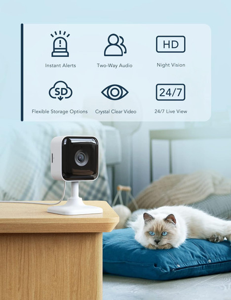GNCC Indoor Security Camera Dog Camera 1080P Motion Detection, 2-Way Audio Siren, Night Vision, Cloud & SD Card Storage, Works w/Alexa & Google Home, 2.4G WiFi, C2