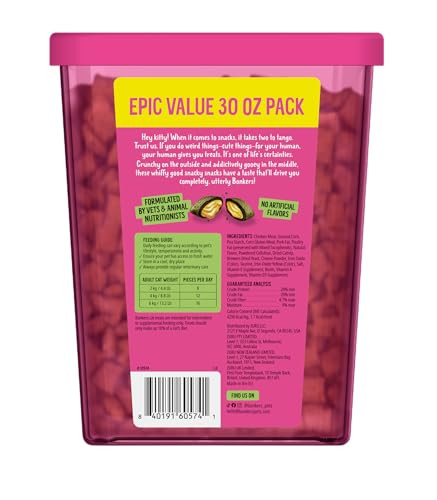 Bonkers Bites Cat Treats Catnip Chick N & Cheddar 30 Oz