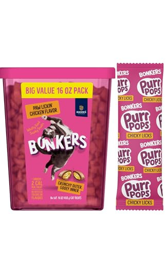 Bonkers Cat Treats Paw Lickin' Chicken Flavor 16 Oz Value Pack With Chickylicks Purrpop