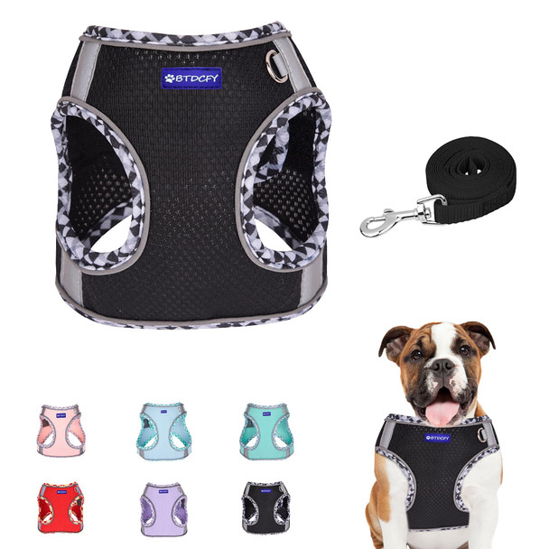 Btdcfy Step In Mesh Dog Harness And Leash Set - Breathable Air Mesh Reflective Escape Proof Vest - No Choke Lightweight