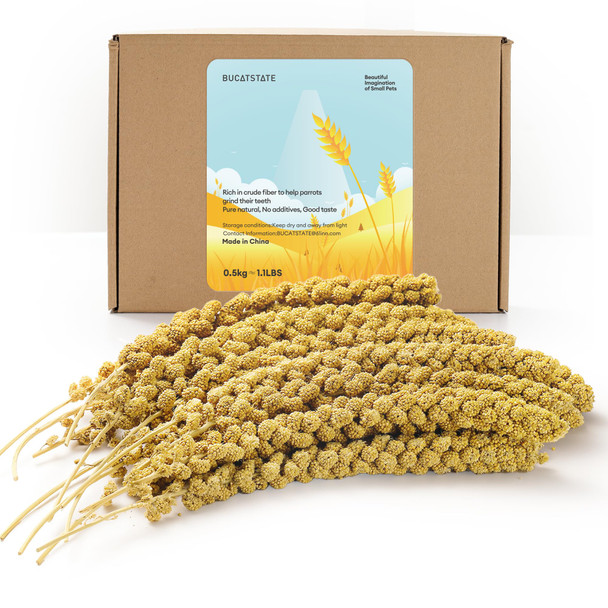 Bucatstate Spray Millet For Birds Sun-Dried Healthy Millet Parakeet Treats For Parrots Cockatiel Lovebird Finch Gmo- Parakeet Food - 1.1Lb