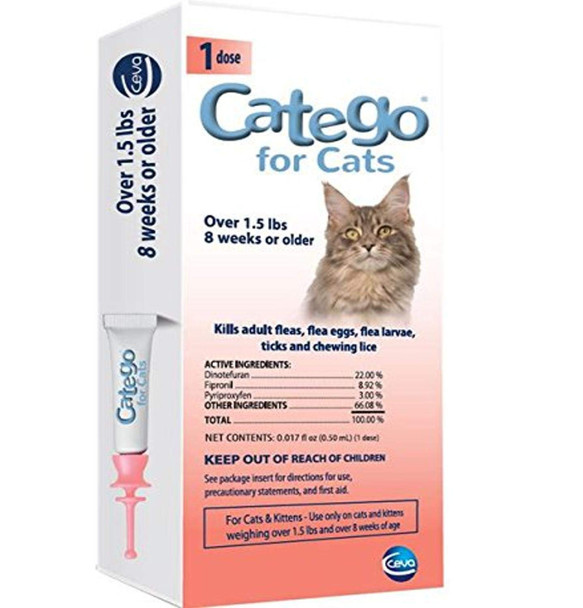 Catego For Cats Flea And Tick Treatment & Prevention (Over 1.5 Lbs) 1-Month Supply