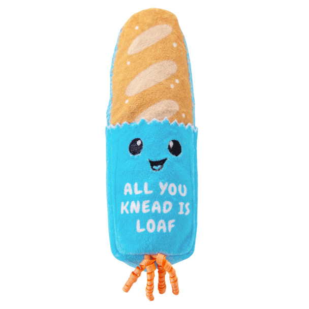 Catstages Loaf Kicker Toy With Catnip And Dental Mesh Bread Shape Plush And Ribbon Cat Toy For Kicking Tossing And Teeth Cleaning Tan