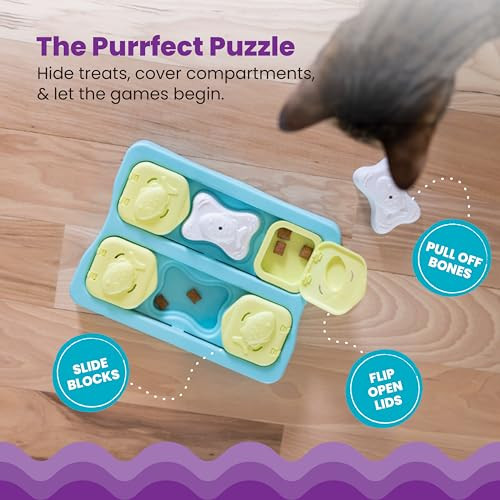 Catstages Kitty Cube Interactive Treat Puzzle Cat Toy Blue