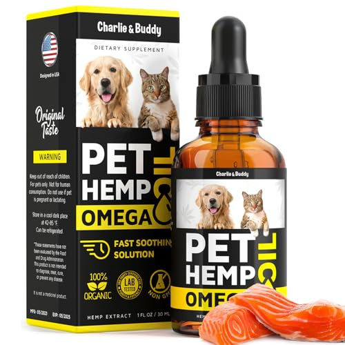 Charlie & Buddy H Mp And Salmon Oil For Dogs Skin And Coat H Alth Rich In Vitamins B E Omega 3 6 9 Pet Fish Oil For Dogs Cats H Mp For Dogs Anxi Ty And Str Ss R Li F J Int P In