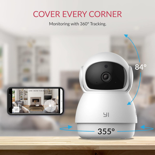 YI 2pc 2K Dome Security Camera, 2.4G Smart Indoor Pet Monitoring Cam with Night Vision, 2-Way Audio, Motion Detection, Phone APP, Compatible with Alexa and Google Assistant