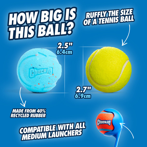Chuckit Rebounce Ball Dog Toy - Bouncy Fetch Balls For Dogs 20-60 Lbs - Made From Durable Rubber - Outdoor Pet Toys - Size Medium - 2.5-Inch Diameter - Pack Of 2 - Blue