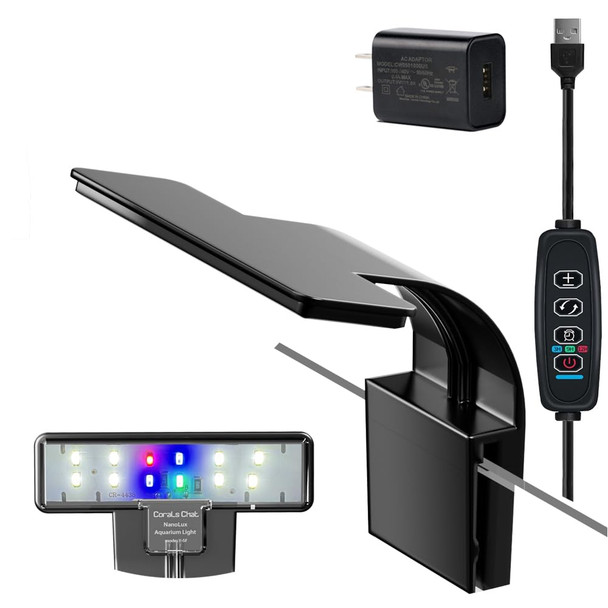 Corals Chat Aquarium Light 3 Mode Clip On Fish Tank Light With Timer Function Full Spectrum Aquarium Plant Light Adjustable Brightness For 8-16 Inch Fish Tank
