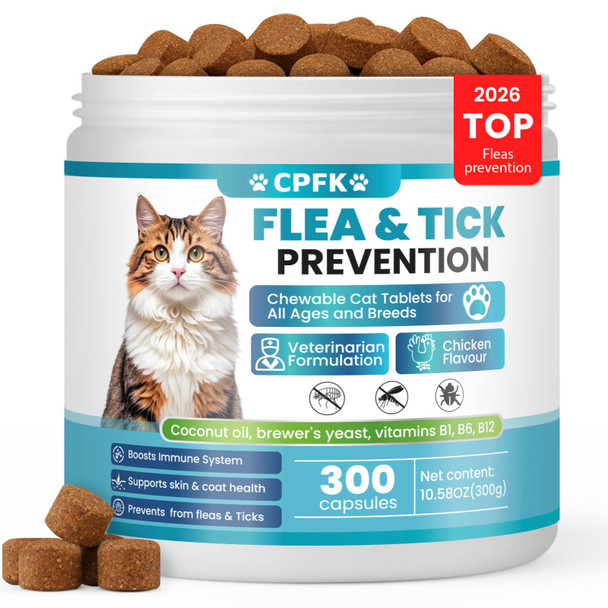 Cpfk Chewable Flea Treatment For Cats Flea And Tick Prevention For Cats Of All Breeds And Ages 300 Chewable