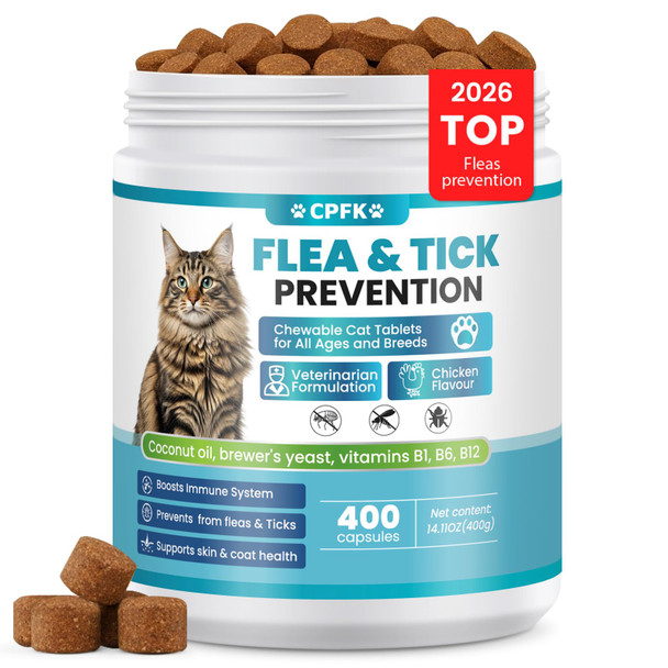 Cpfk Chewable Flea Treatment For Cats Flea And Tick Prevention For Cats Chewables Fleas Chewables For Cat Of All Breeds And Ages 300 Chewable Tablets