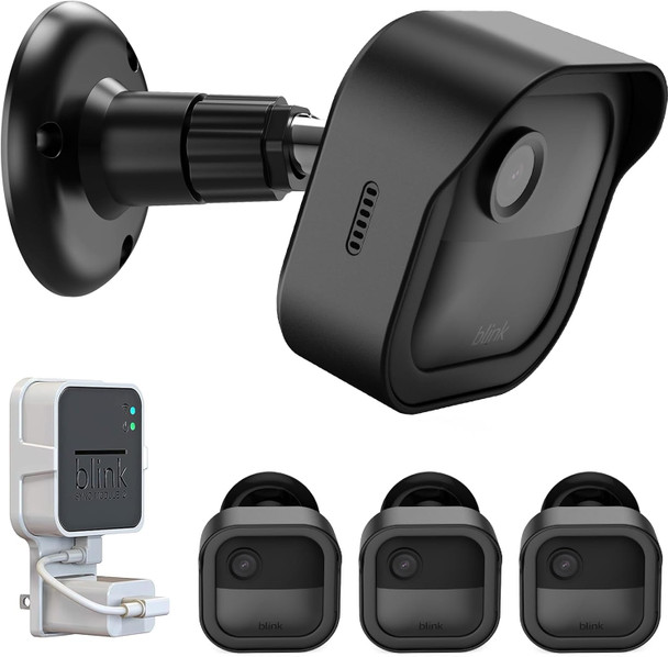 Wall Mount for Blink Outdoor 4 (4th Gen) & Blink Outdoor (3rd Gen), 3 Pack Weatherproof Protective Housing and 360° Adjustable Mount with Sync Module 2 Mount (Blink Camera Not Included, Black)