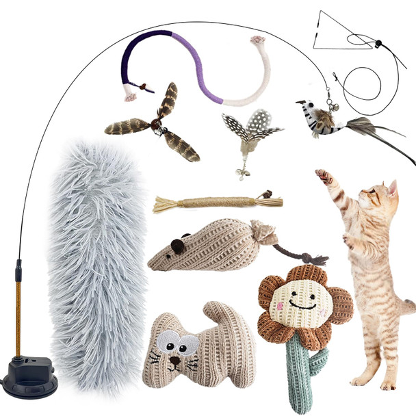 Cuuoot 7-In-1 Kitten Toys For Indoor Cats With Washable Adhesive Suction Cup Hanging Interactive Cat Toys Silvervine Stick And Sisal Chew Rope Catnip Teething Toy For Bored Kitten