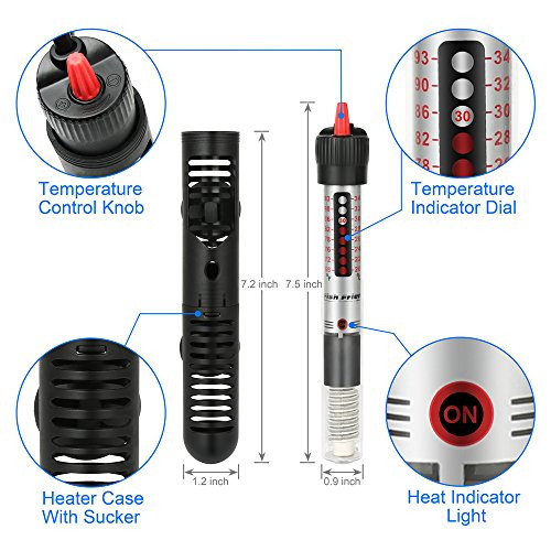 Datoo Aquarium Heater Fish Tank Heater Submersible 25 Watt 1 Yr