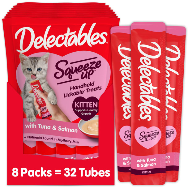 Delectables Squeeze Up Kitten Variety Pack Creamy Squeezable Puree Lickable Wet Cat Treats Grain No Added Fillers No By-Products No Added Preservatives 0.5 Ounces Tube 20 Tubes Total