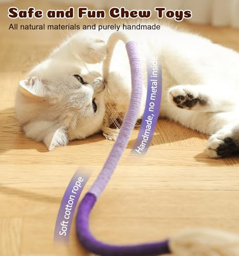 Dgerp Cat Chew Ropes 4Pcs Cat Toys For Indoor Cats With Refillable Natural Catnip Safe Teeth Cleaning Chew Toys Interactive Kitten Nip Toys And All Breeds (19.5 Inches)