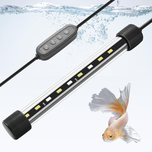 Dirvin 6W Led Fish Tank Light With Timer Submersible Aquarium Light 24/7 Mode Sunrise-Daylight-Moonlight And 3 Colors Adjustable Brightness Auto On/Off 11In
