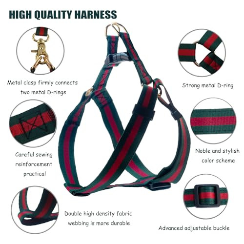 Echentie Elegant And Stylish Dog Harness And LeashDurable Soft Neck And Chest Adjustable Pet HarnessLuxury Dog Harnesses And Dog Leashes Set Packing For Puppy Small Dogs