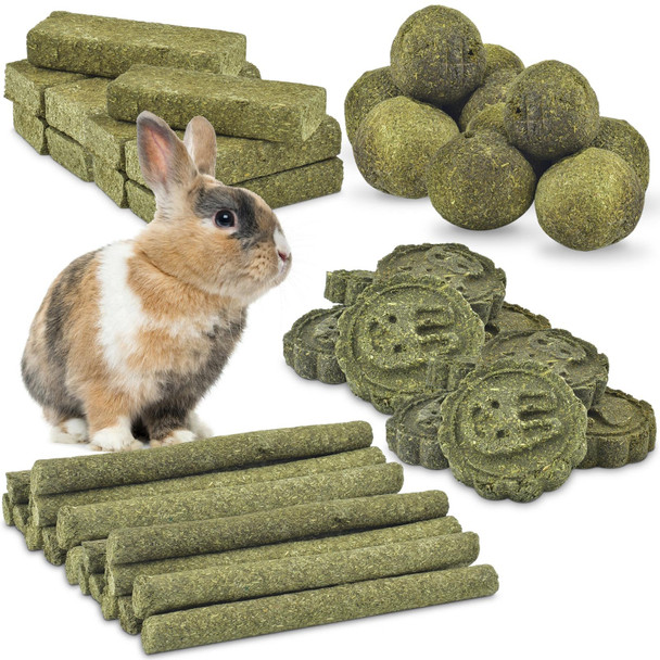 Erkoon 25Pcs Bunny Chew Toys 100% Natural Timothy Hay Biscuit&Treats Sticks Chew Toy For Teeth For Rabbit Chinchilla Guinea Pig Hamster Gerbil Squirrel 8.5Oz