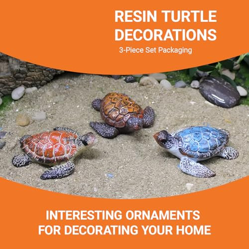 Ewmkeodca 3 Pack Aquarium DecorRealistic Resin Small Sea Turtle Fish Tank DecorationsReptile Tanks Ornaments Accessories For ShrimpHermit CrabPet AxolotlGoldfishWater TurtlesblueRed Andorange