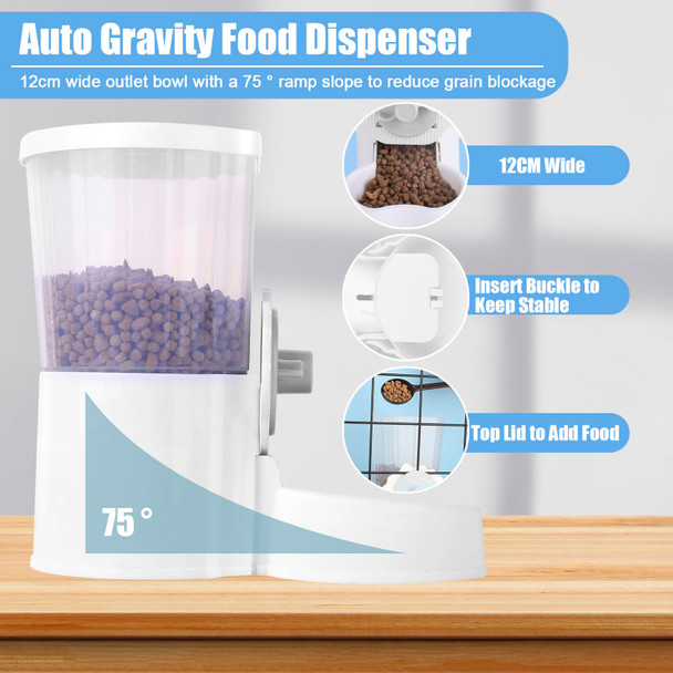 Famiever Automatic Food And Water Dispenser Set Cage Hanging Auto Food Feeder Water Bowl For Cat Dog Rabbit Ferret Guinea Pig For Cage Replenish Pet Feeder Waterer Removable Pet Food Water Container (Yellow)