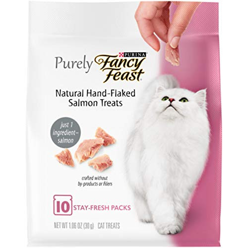 Purina Fancy Feast Natural Cat Treats Purely Natural Hand-Flaked Salmon - (Pack Of 5) 10 Ct. Pouches
