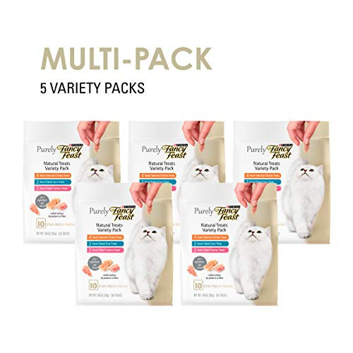 Purina Fancy Feast Natural Cat Treats Variety Pack Purely Natural - (Pack Of 5) 10 Ct. Pouches