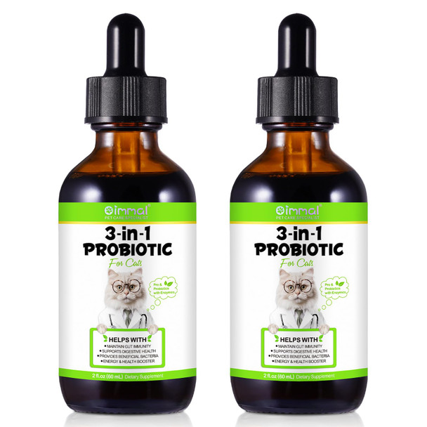 Fangcun 3-In-1 Probiotics For Cats With Digestive Enzymes & Prebiotics Supports Gut Health Immune System & Diarrhea Relief 60Ml For Cats Of All Ages