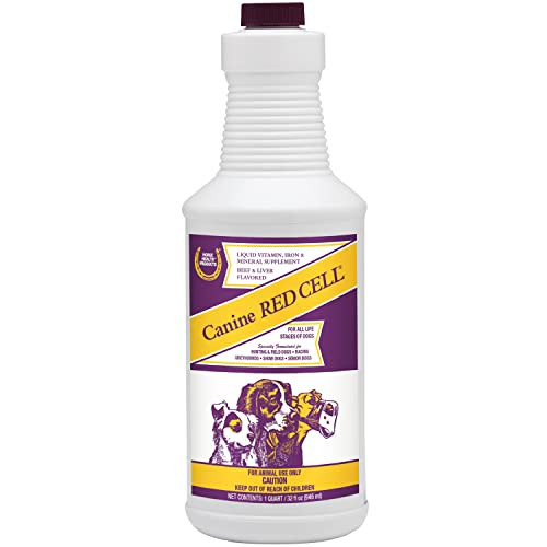 Farnam Horse Health Canine Red Cell Liquid Vitamin-Iron-Mineral Supplement For Puppies Active Senior And Pregnant Dogs 1 Quart