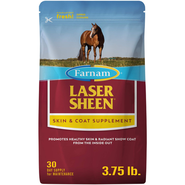Farnam Laser Sheen Skin & Coat Supplement For Horses Promotes Healthy Skin & Radiant Coat From The Inside Out 3.75 Pounds 30 Day Supply