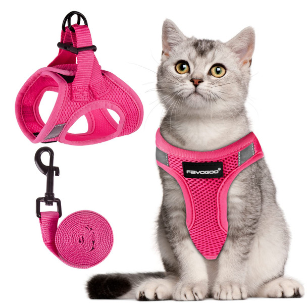 Fayogoo Escape Proof Cat Harness And Leash Set For Walking Secure-Fit Step-In Cat Vest Harness Soft & Lightweight For Kittens And Large Cats