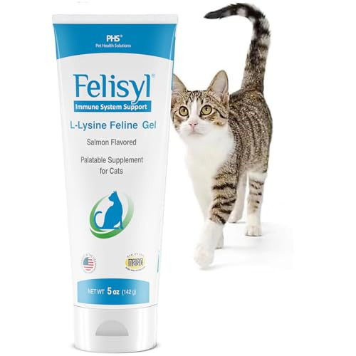 Felisyl L-Lysine Gel For Cats & Kittens (5Oz) Immune System Respiratory & Eye Health Support. Reduces Sneezing Runny Nose & Watery Eyes. Daily Salmon-Flavor Supplement Made In Usa