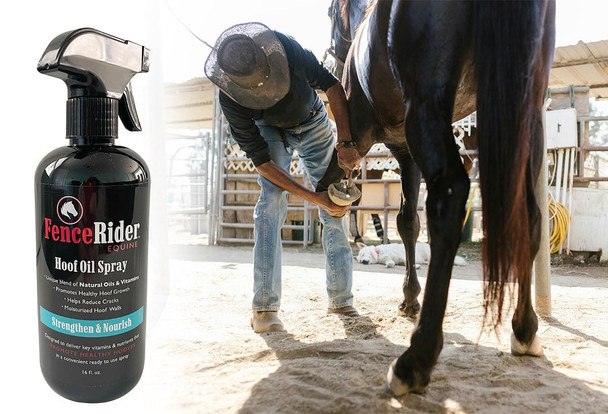 Fenceriderequine Fence Rider Hoof Oil Spray Premium Blend Of Natural Oils And Nutrients To Balance Hoof Moisture While Working To Correct Cracks And Counteract Rot. 16 Oz Ready To Use (16 Oz)