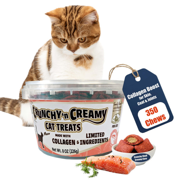 Fieldcrest Farms Nothin To Hide Collagen Cat Treats Crunchy & Creamy Cat Snacks High-Protein Healthy Treats For Skin Coat & Joint Support Catnip Flavor 3 Oz.
