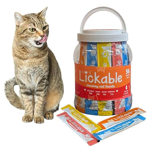 Fieldcrest Farms Lickable Creamy Cat Treats 50Ct Variety Pack 4 Savory Flavors (Chicken Tuna Duck Salmon) With Taurine Smooth Tasty Cat Treat Tubes Serve By Hand Dish Or As A Topper