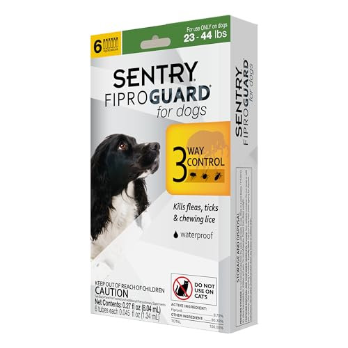 Fiproguard Sentry For Dogs Flea And Tick Prevention For Dogs (23-44 Pounds) Includes 6 Month Supply Of Topical Flea Treatments