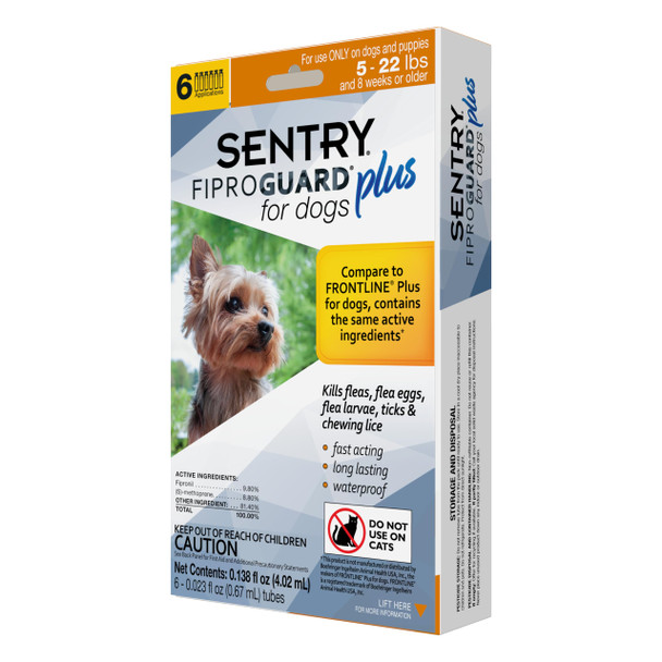 Fiproguard Sentry Plus For Dogs Flea And Tick Prevention For Dogs (5-22 Pounds) Includes 6 Month Supply Of Topical Flea Treatments