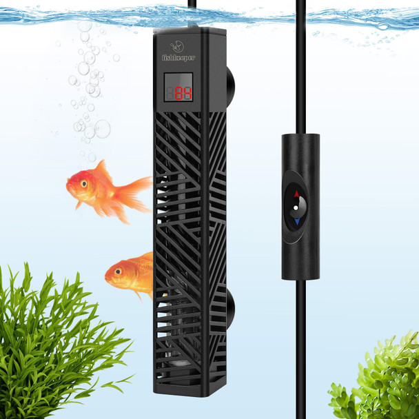 Fishkeeper 25W/50W/100W/200W/300W Fish Tank Heater For 1-80 Gallon Adjustable Submersible Aquarium Heater With Led Digital Display And Overheat Protection For Saltwater & Freshwater Tanks