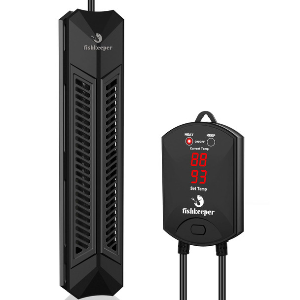 Fishkeeper Aquarium Heater 500 W Adjustable Fish Tank Heater With Digital Display Controller Submersible Water Heater With Thermostat Over-Temperature Protection For Saltwater Freshwater 66-132 Gal