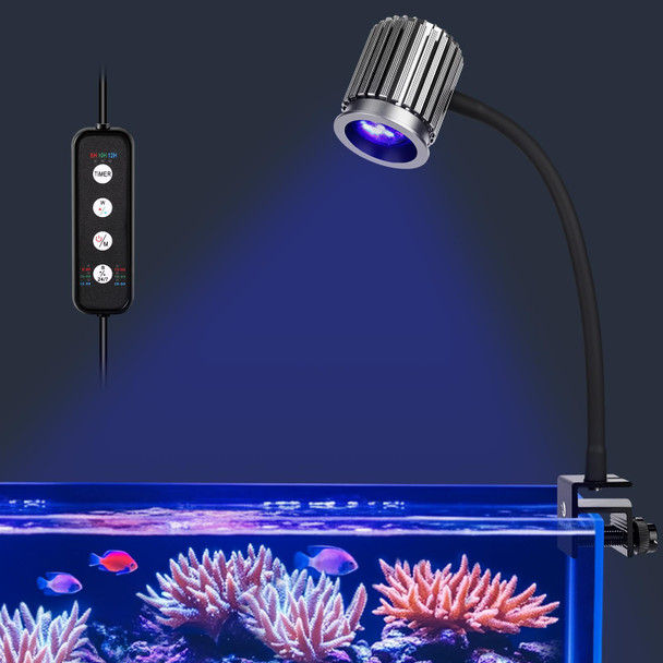 Fishkeeper Clip On 24/7 Saltwater Aquarium Led Light 8W Reef Lights For Coral Diy Color/Brightness Fish Tank Light With Timer For Coral Marine Tank Memory Function
