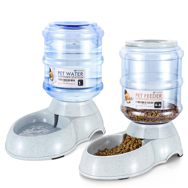 Flexzion Gravity Pet Feeder Food Dispenser (4-6 Lb Size) For Dogs Cats Automatic Replenish Dry Food Storage Container Bowl For Small Medium Breed Dog Cat Animal Feeding Watering Fountain Supplies