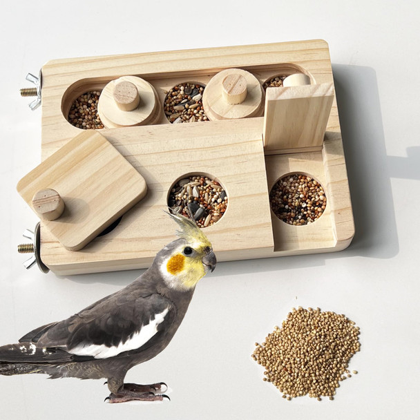 Flidrunest Wooden Bird Foraging Puzzle Toys For Parrots Parakeet Cockatiel Sun Conures - Birds Interactive Mental Enrichment Toy B Ird Seed Slow Feeder Toy For Cage