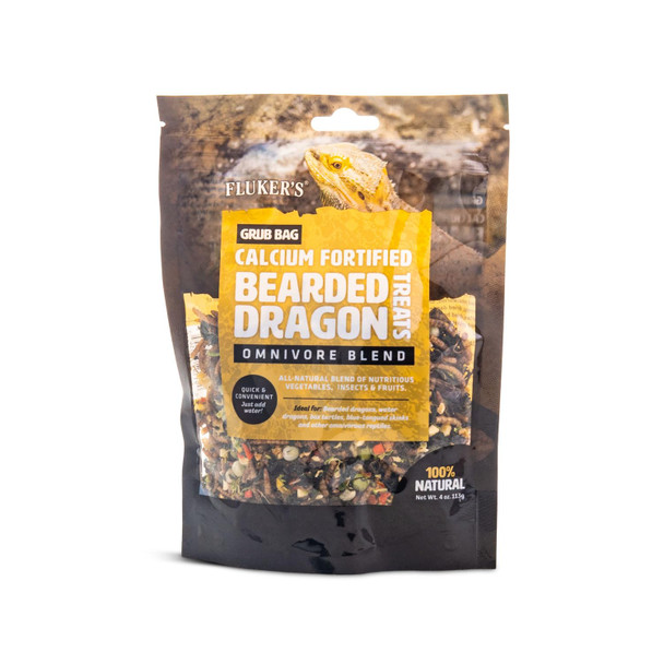 Fluker'S Grub Bag Calcium Fortified Treats All Natural Omnivore Blend Packed With Protein Fruits And Vegetables For Bearded Dragons And Reptiles 4 Oz